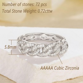 Wuziwen Wedding Bands for Women Infinity Eternity Band Ring for Her Anniversary Stackable Rings 925 Sterling Silver Cubic Zirconia Size 7