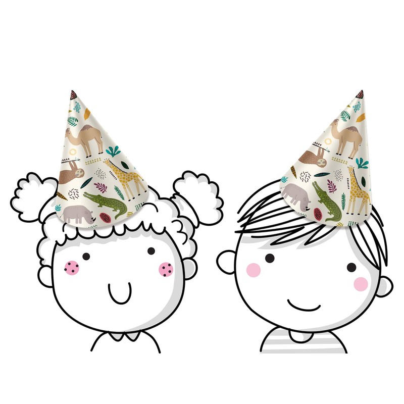 Folat 68329 Cappelli Carta Zoo Party - 6 pezzi