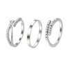 3pc Adjustable Opening S925 Sterling Silver Gold Rings for Women,