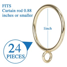 Curtain Rings with Eyelets Metal Eyelet Drapery Rings Inner Diameter 1Inch Curtain Rings for Hanging Pinch Pleat Curtain Pin Drape Hooks Gold Zocang