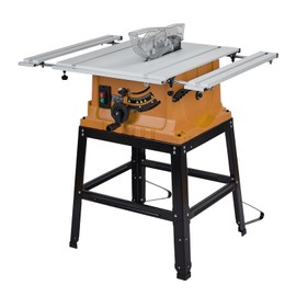 Table Saw, MERXENG 10 Inch 15A Multifunctional Saw With Stand & Push Stick, 90° Cross Cut & 0-45° Bevel Cut, 5000RPM, Adjustable Blade Height for Woodworking, Orange