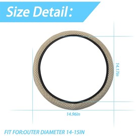 CGEAMDY Universal Car Steering Wheel Cover, Diameter 37-38 cm, Elastic Steering Wheel Cover, Breathable Ice Silk Microfibre, Non-Slip, Odourless (Beige)