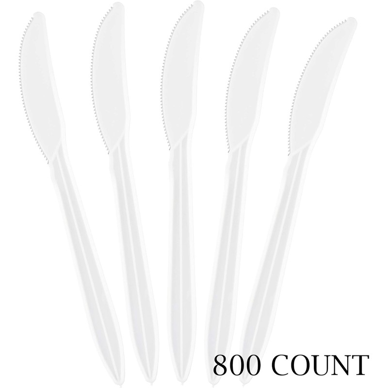 PLASTICPRO PLASTICPRO Cutlery 800 Mediumweight White Disposable Plastic Knives