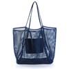 Hoxis Mesh Beach Tote Womens Shoulder Handbag, Dark Blue, L