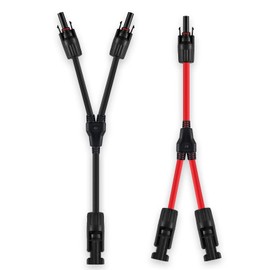 Intckwan Solar Cable Y Connector Pair (1 to 2), Ip67, F/M/M and M/F/F, Solar Panel Cable Connections Y Distributor, Compatible with 2.5 mm2-6 mm2 Photovoltaic Connector (1 Red + 1 Black)