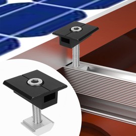 Copgge 12 Pack Solar Panel Middle Clamp Aluminium 30mm Solar Roof Mounting Brackets Solar Panel Bracket Solar Mid Clamp Solar Panel Mounting Hardware Kit PV Mounting System(30mm Pack of 12 Black)