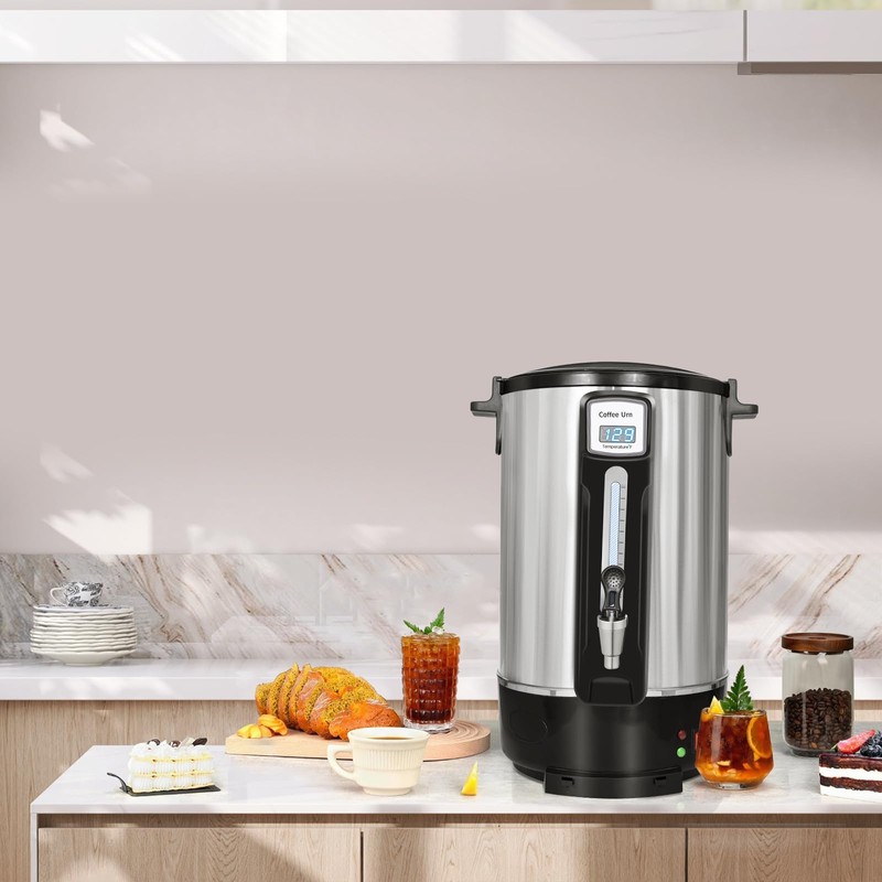 alelarocr Commercial Coffee Urn 50 Cups（12L, Stainless Steel Large-Capacity Coffee