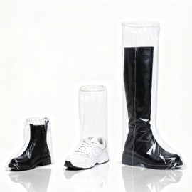 Frstem 50 Pairs Transparent Rain Shoe Covers, Disposable Anti-Slip Waterproof PE Boot Covers, 30X39cm(40pcs) 50X39cm(40pcs) 70X35cm(20pcs)