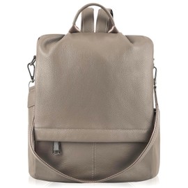 Wesccimo Genuine Leather Backpack Purse For Women Antitheft Real Soft Rucksack Fashion Designer Convertible Ladies Shoulder Bag Grey