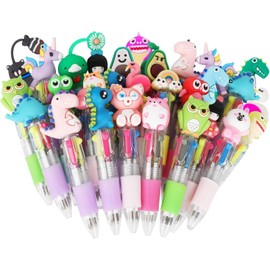 VEYLIN Multicolored Ballpoint Pen, 30PCS Cartoon Ballpoint Pen Cute Retractable Pens Kids Point Pen for School Students Class Gift Party Bag Fillers