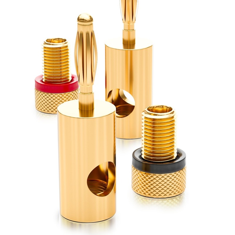 deleyCON 4 x Banana Plugs Gold-Plated and Screwable for Cable
