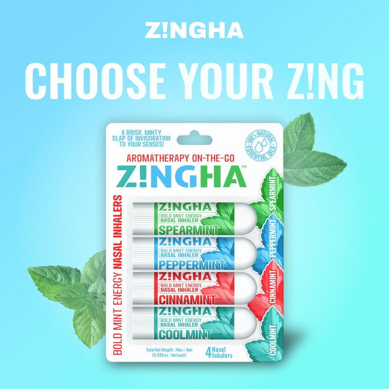 Z!NGHA Natural Aromatherapy Nasal Inhaler Stick for Sinus Relief, Focus