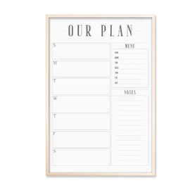 Weekly Calendar, Weekly Dry Erase Planner, Custom Framed Calendar for Command Center, Housewarming, 18x24 or 24x36 (24" W x 18" H, White-Washed Frame)