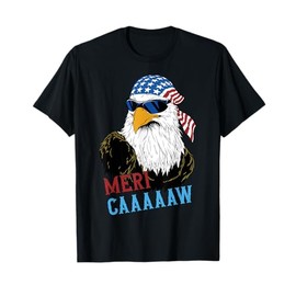 mericaaaaaw Eagle Mullet 4th Of July USA American Flag T-Shirt