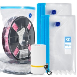30pcs 3D Printer Filament Storage Bags, Vacuum Sealed Kit with 13.4x11.8 inch Vacuum Storage Bags, Auto Pump, Vacuum Storage Bags for PLA/PETG/TPU/ABS 1.75 mm Using After Filament Dryer Box