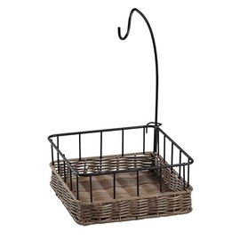 Pearl Metal Basket Fruit Basket Storage, Rattan Basket, Square Shape, Banana Hook Included (AZ-5624)