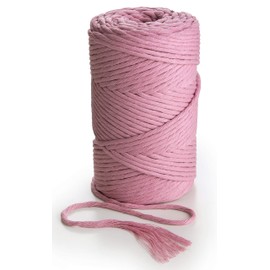 MB Cordas Macrame Cord 3mm 140 Meters 1 Strand Super Soft Cotton Rope for Macrame Dream Catcher, Boho Wall Hanging Feather and Wall Tapestry - Dusty Pink