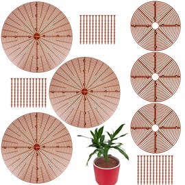 6 Pcs Plant Grid Soil Protector Covers 11.8 Inch 20.8 Inch Cuttable Flower Cover with 60 Stakes Plastic Pot Grid for Indoor Outdoor