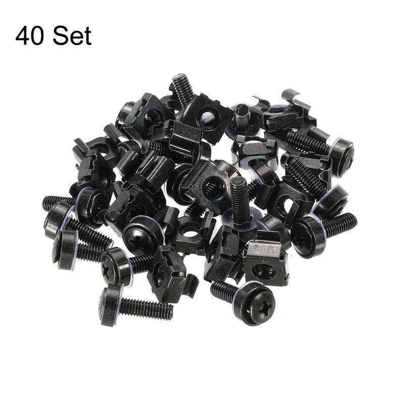 PATIKIL Rack Mount Cage Nuts M5x14mm Mounting Screws Iron Zinc