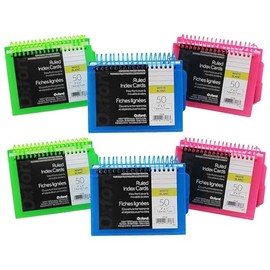 Oxford ESS73138-6 3-Inch x 5-Inch View Front Spiral Index Cards, Ruled, Assorted Colors, No Color Choice, Pack of 6