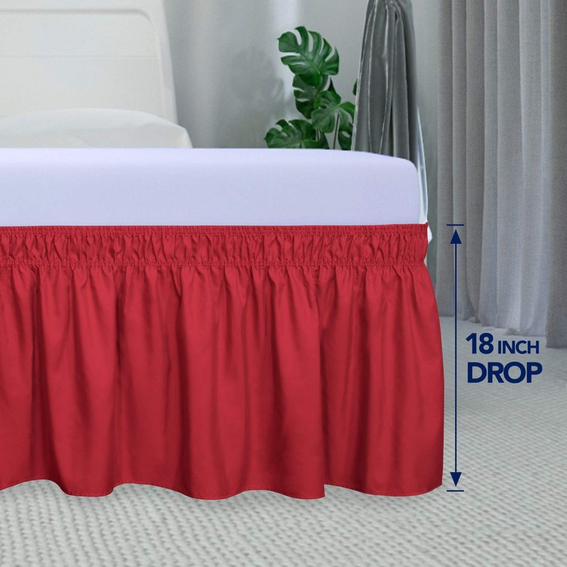 PureFit Wrap Around Ruffled Bed Skirt with Adjustable Elastic Belt
