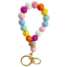 ABLAZE Bracelet Keychain for Women Key Ring Mixcolors Silicone BeadedBracelet Keys Holder Keychain Bracelet