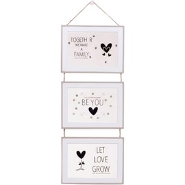 5x7 Collage Hanging Triple Picture Frames Set, 3 Opening Vertical Frame Made to Display 5 by 7 Inch Photo Postcard for Wall Décor, Grey…