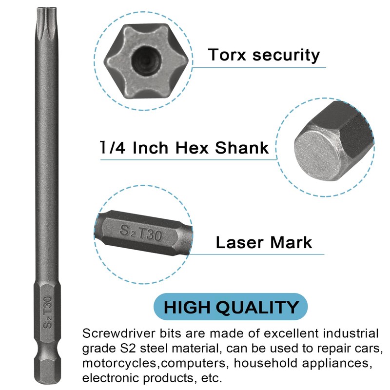Torx Bit Set Hakkin 11Pcs 100mm Long Torx Bits Tamper