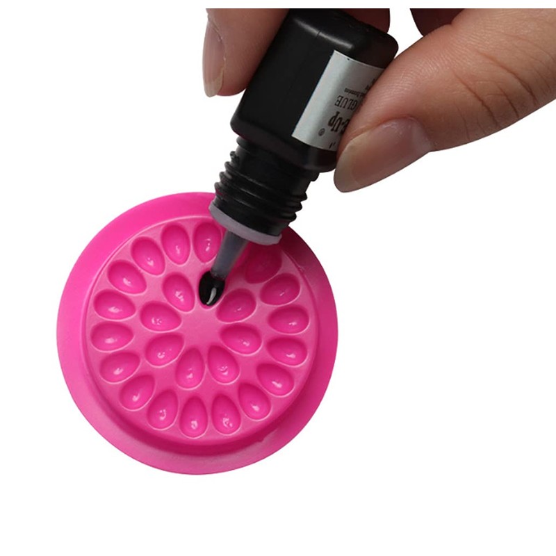 Happyupcity 20PCS Pink Plastic Flower Shape Eyelash Glue Holder Dispenser