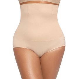 OEAK Womens Tummy Control Shapewear Seamless Girdle High Waisted Body Shaper Panties Plus Size Shapewear Shorts & Briefs Nude Briefs 2XL