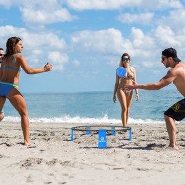 GOOX Outdoor Beach Ball Games with Carrying Bag, 3 Balls, Net and Strip Light (ONLY for Light Up Set)- Played Outdoors, Indoors, Beach, Lawn, Yard, Tailgate and Park