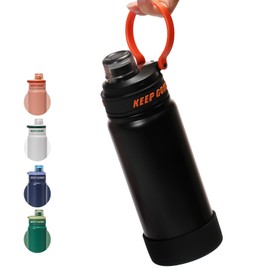 pluseight Water Bottle with Straw Lid, 22 oz Vacuum Insulated Water Bottles, Stainless Steel Water Bottle Wide Mouth for Sports, Gym or Office, BPA-Free Keep Cold 24H Hot 12H (Black)