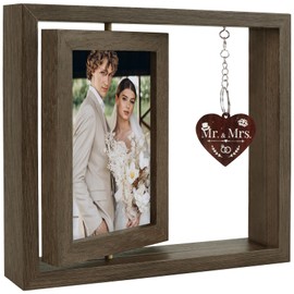 Hxezoc Wedding Frame Rotating Floating Mr and Mrs Wedding Gifts for Bride and Groom Engagement Just Married Anniversary Present Picture Frame With Heart for couple