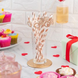 10 x Rose Gold Engagement Rings Paper Straws | Bachelorette Party Straws