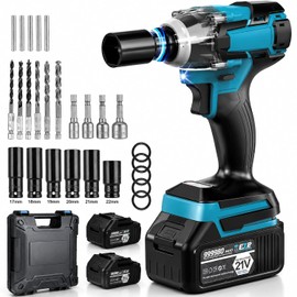 Llave de Impacto Inalámbrico, Pistola de Impacto 1/2 ", 650N.M, 28 Piezas, Sin Escobillas, Utilizado para Reparación de Automotriz y Muebles, Perforación