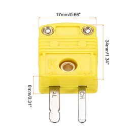 sourcing map Mini K Type Thermocouple Wire Connectors Male Plug Adapter High Temperature 220°C(428°F) for Thermocouple Sensor Probe Yellow 10pcs