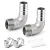 TAILONZ 2pcs 304 Cast Male Barb Fittings, 1/2PT-14mm 90° Elbow