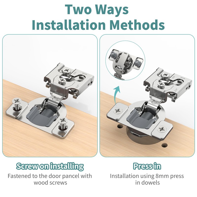30 Pack 3/4" Overlay 3D Soft Close Hinges for Face