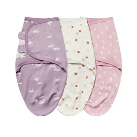 insular Baby Swaddle Wrap, Frazada Cobijas, Manta para Recién Nacidos y Bebés, Juego de Pañales Ajustables para Niños y Niñas, Saco de Dormir de Algodón Suave, Paquete de 3 (Gaviota, Mediano (3-6 m))