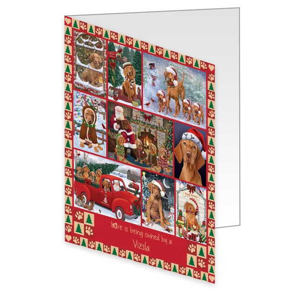 Love Is Being Owned Christmas - Vizsla Dogs Greeting Cards - Adorable Pets Invitation Cards with Envelopes - Pet Artwork Greeting Cards for All Occasions (10 Greeting Cards)