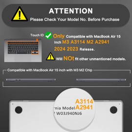 MOSISO Compatible with MacBook Air 15 inch Case 2025 2024 2023 Release M3 A3114 M2 A2941, Ultra-Thin Natural Original Plastic Hard Shell&Matching Color Keyboard Cover&Screen Film&Pouch,Starlight Clear