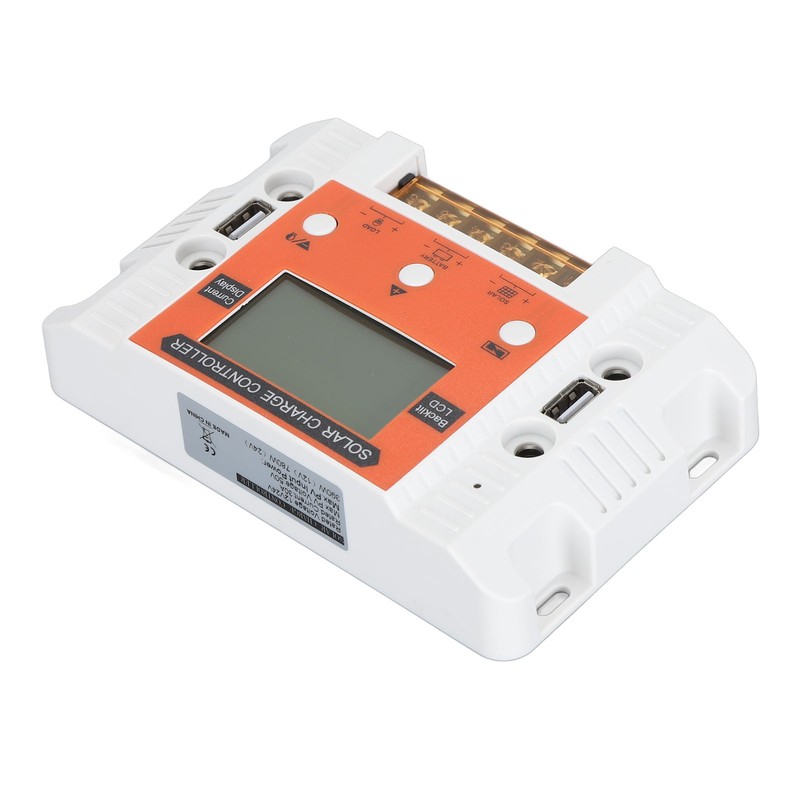 Solar Charge Controller LCD Backlit Display Memory Function Dual USB