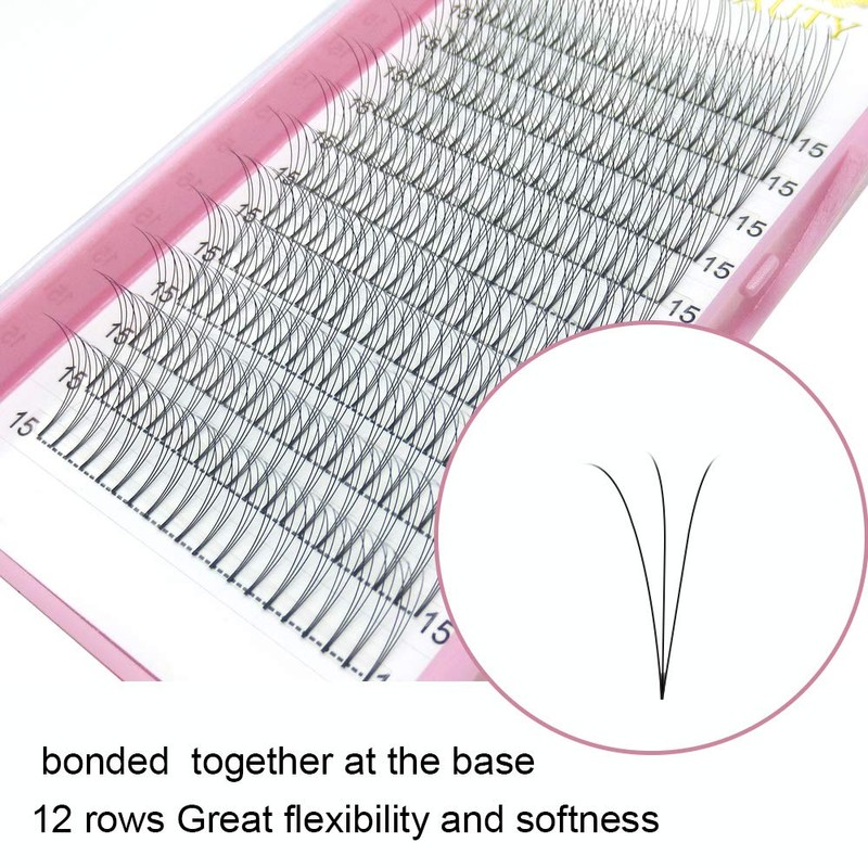 Fan Eyelash Extensions, 3D-C-0.07-13, Short, Ready-Made Volume Eyelashes, 0.07 C