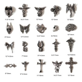 60Pcs Vintage Gothic Dark Nail Art Style,Cross 3D Nail Accessories,Metal Baroque Angel Rabbit Nail Accessories,Used for Nail Decoration and Crafting (Bulk)