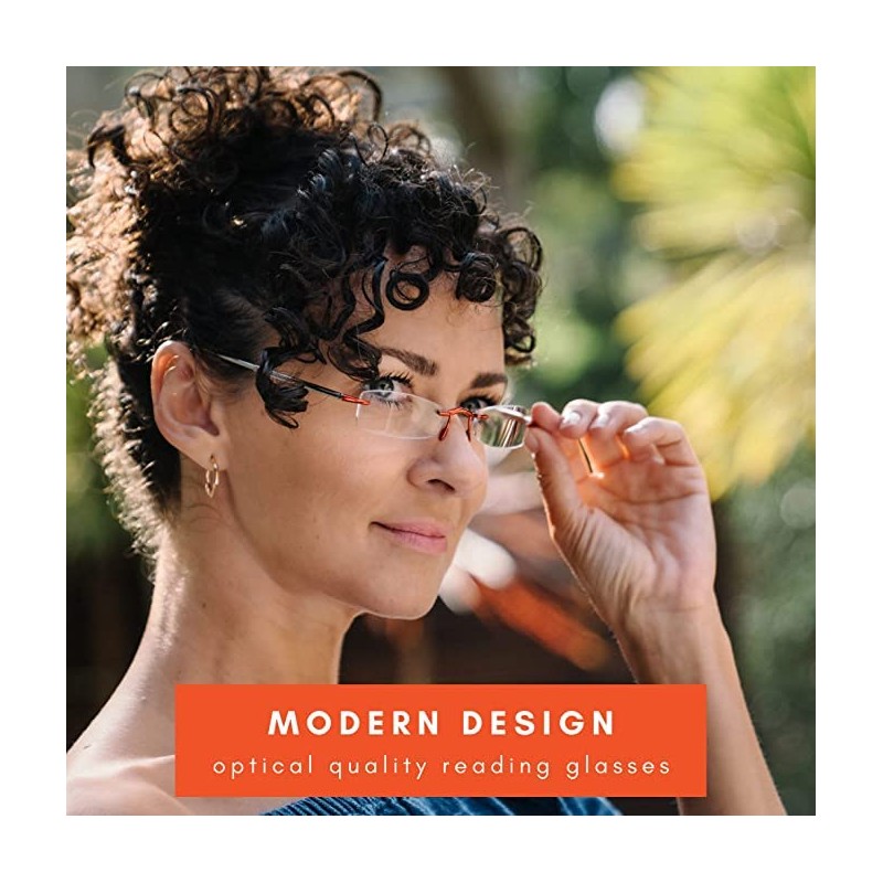 MicroVision Optical Executive Rimless Folding Reading Glasses With Compact Case