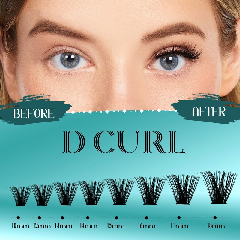 Individual Eyelashes, 80D/100D DIY Cluster Eyelashes, 0.07 D Curl, 10-18