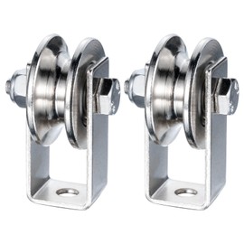 KCNOFNC 40 mm Pulley with 2 Ball Bearings, Stainless Steel Fitness Pulley, Pulley for 8 mm Ropes, Steel Cable, 200 kg Load Capacity, Pack of 2