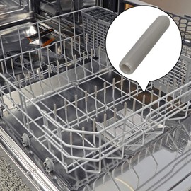 OIIKI 100 PCS Universal Dishwasher Rack Tine Prong Repair End Cover Caps, Flexible Vinyl Extra Long 1 inch Anti Slip Round Tips-Gray