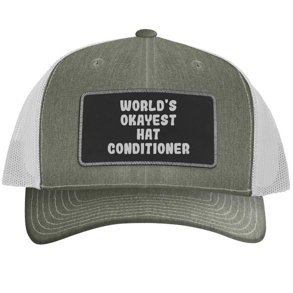 World's Okayest Hat Conditioner - Leather Black Patch Engraved Trucker