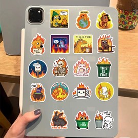 50 Pcs Funny Meme Stickers for Kids Teens Adults Boys Girls Gift,This is Fine Meme Decals Pack for Laptop,Skateboard,Luggage,Car,Bike,Cup,Computer,Water Bottle Decor,Vinyl Waterproof Stickers